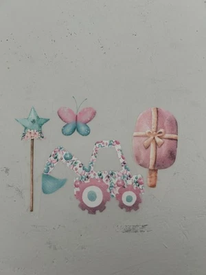 Bügelbilder Set Bügelbild Traktor rosa, Schmetterling, Zauberstab, Eis  - Bild 1 von 4