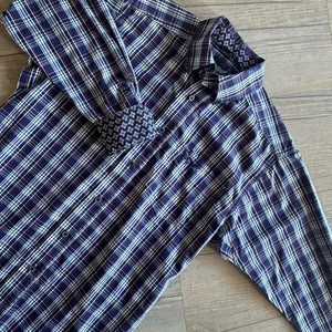 ARIAT Relentless Herren Hemd Small Navy Kariert Flip Cuff Langarm TOP - Bild 1 von 8