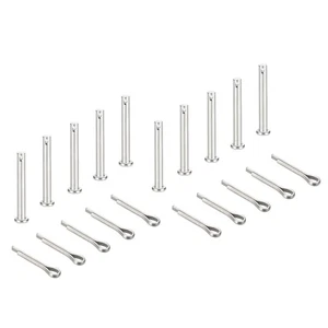 10 Stück Gabelzapfen M5x40 mm, Einloch Flachkopfkupplung mit Splinten, silber - Bild 1 von 7