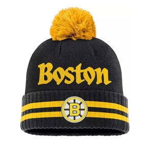 Boston Bruins Herren Beanie Mütze NHL Blindside Schwarz Bommel Strick Schwarz One Size Neu - Bild 1 von 4