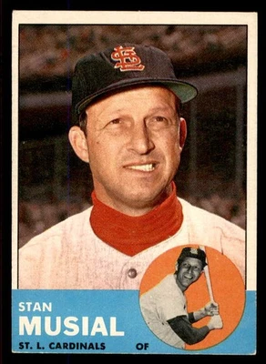 1963 Topps #250 Stan Musial Cardinals reverso de tinta bueno 545718 (tarjetas aéreas) Foto 1 de 2