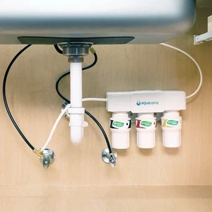 Aquasana Under Sink 3-Stage H2O Filter System, Brushed Nickel Faucet AQ-5300 - Picture 1 of 1