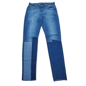 Rampage Jeans 3 Juniors Light Wash Mid Rise Patchwork Sophie Skinny Raw Hem Deni - Picture 1 of 4
