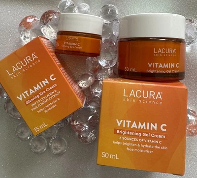 Set of Lacura Vitamin C Brightening Gel Face Cream 50ml Glowing Eye Cream 15ml  - image 1 of 4