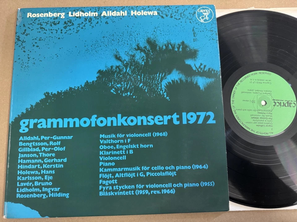 RIKS LP 21 Rosenberg Lidholm Alldahl Holewa Grammofonkonsert 1972 Cello & Piano - Image 1 of 4