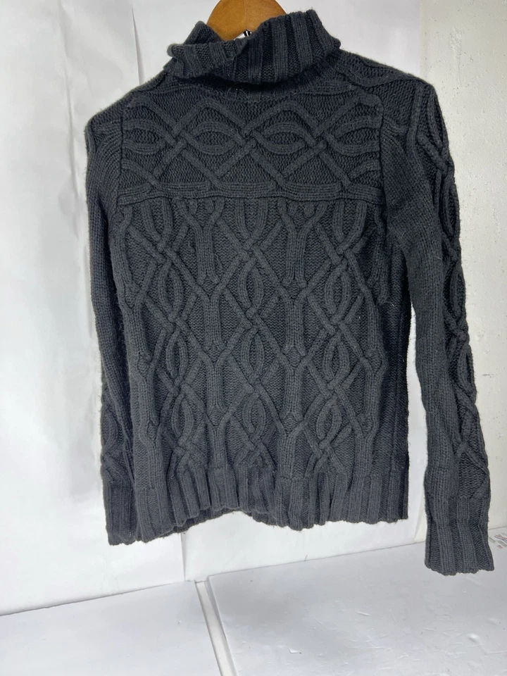 Ann Taylor M Black Wool Alpaca Blend Cable Knit Super Soft Sweater Turtleneck - Image 1 of 4