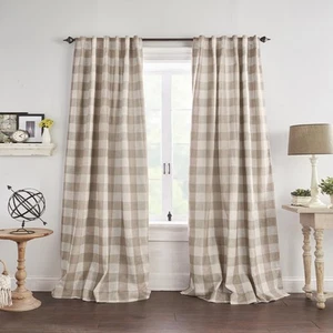Farmhouse Living Grainger Buffalo-Check Blackout Window Curtain, Living Room ... - Picture 1 of 6