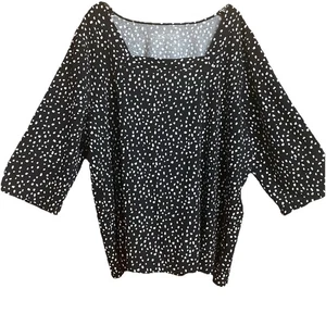 Catherines Supreme Collection Women’s Size 2X Black White Polkadots 3/4 Sleeves - Picture 1 of 5
