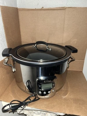 Tapa de vidrio eléctrica de acero inoxidable para olla de cocción lenta SERIE SC03 All-Clad, con inserto Foto 1 de 4