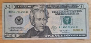 $20 Dollar Bill Fancy Serial Number Lot (4)  5 Of A Kind  6 Of A Kind  All Odd - Picture 1 of 12