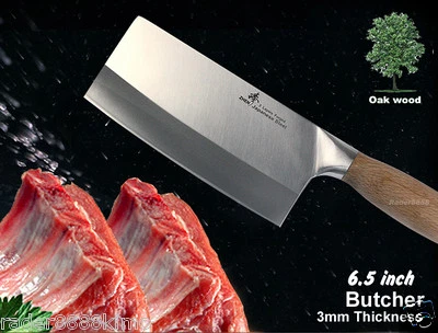 Japanese Steel Chef's Butcher Knife 6.5 inch Thickness 3mm Wood Handle Chopper - Image 1 of 3