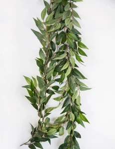 ARTIFICIAL RUSCUS LEAF GARLAND EUCALYPTUS GYPSOPHILA LEAF LAMBS EAR GARLAND  - Picture 1 of 9