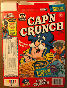 Ensemble de figurines Cap'n Crunch Hercules offre boîte à céréales avoine quaker PLAT VIDE 1997