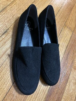 Mocasín Adrianna Papell Cuero Negro Tachonado Punta Almendra Zapato Talla 8 Foto 1 de 4