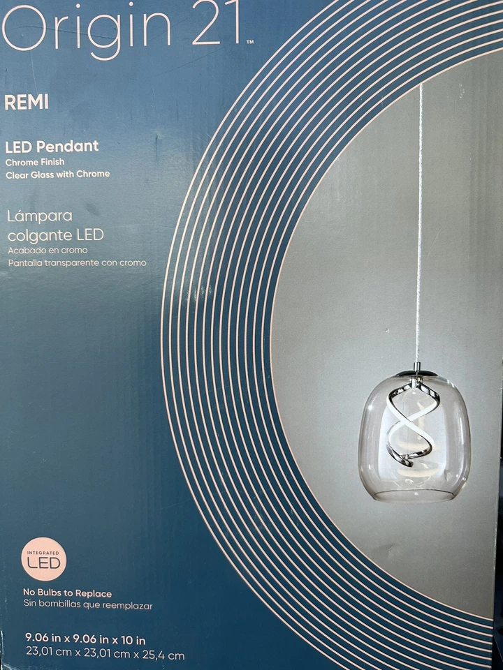 Origin 21 Remi 铬现代/当代透明玻璃球 LED 迷你悬挂笔 — 第 1/1 张图片