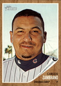 2011 Topps Heritage Chicago Cubs Baseball Card #359 Carlos Zambrano