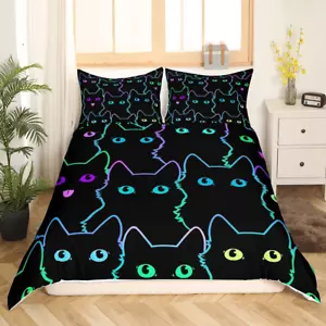 Cartoon Cat Bedding Set for Girls Boys Children Pet Cats Comforter Cover Cute Ki - Picture 1 of 12