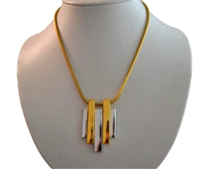 Collar Colgante Cadena Serpiente MODERNISTA 2 Tonos Oro/Plata Vintage Etiqueta Colgante Avon - Imagen 1 de 13