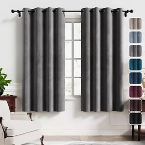 Velvet Curtains 63 Inches 2 Panels Luxury Room Darkening Curtains for Bedroom Li - Picture 1 of 8