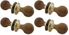 4 Pairs Of Teak Polished Brass Wooden Beehive Door Knobs Hard Wood Rim Set