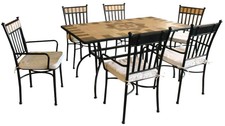 TAVOLO DA GIARDINO RETTANGOLARE IN FERRO BATTUTO CM 150x90x72 ARTDECO (26254)