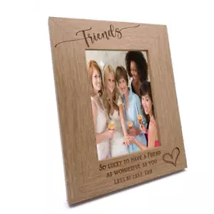 Personalised Friends Love Heart Engraved Portrait Photo Frame Gift FW640 - Picture 1 of 3