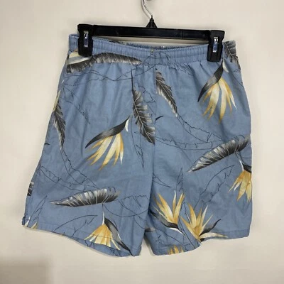 Vintage Jantzen Swim Trunk Shorts Mens 32 Blue Tree USA Made Palm Floral - Image 1 of 4