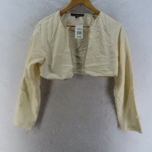 CHARLIE BROWN Womens Size 8 Cream Coloured Bolero Long Sleeve Jacket Satin Trim - Picture 1 of 14
