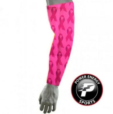 POWER ENERGY SPORTS Pink Ribbon Pattern Breast Cancer Compression Baseball Football Arm Sleeve
