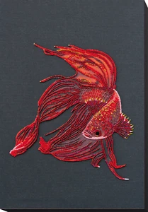 Kit de bordado de cuentas refugio arte oro rojo pescado hágalo usted mismo costura con aguja AB-754 - Imagen 1 de 14