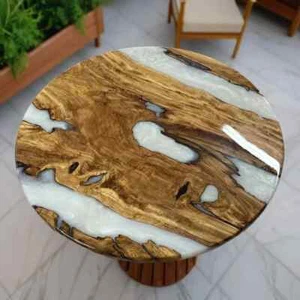 Mesa epoxi blanca de 24" - Mesa de centro de arte de resina - Mesa moderna de madera - Imagen 1 de 8
