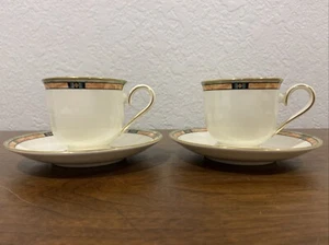 Lenox Vintage Desert Jewel Tee/Kaffee Tassen und Untertassen mit Fuß 2er Set USA Neuwertig - Bild 1 von 12