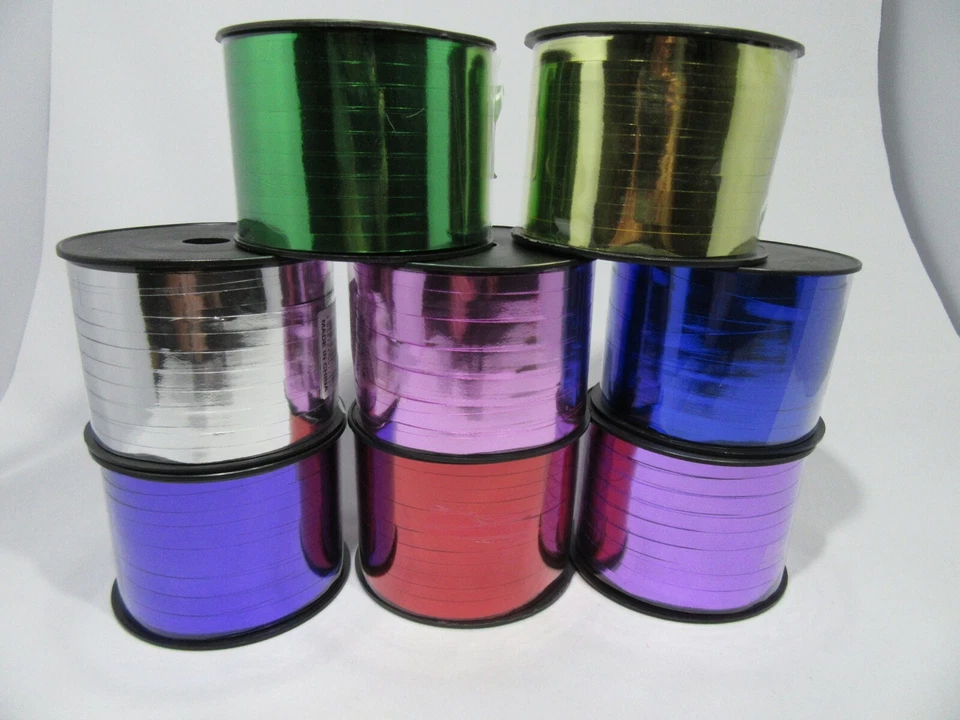 Rollo de 2 metros o 250 metros 5 mm metálico rizador florista globo fiesta cinta Reino Unido Foto 1 de 1