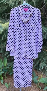 Victorias Secret Sz XL 2pc Iconic Pink/blk Polka Dot Flannel Women’s Pajamas Pjs - Picture 1 of 6