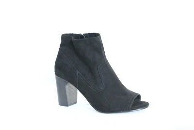 Fergalicious Fergie Boots Women Black Booties New 9.5 faux suede Heel peep toe - Image 1 of 4