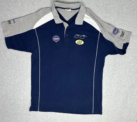 Jimmie Johnson Vintage Golf Polo Shirt NASCAR #48 Blue Grey Chase Authentics XL Cover