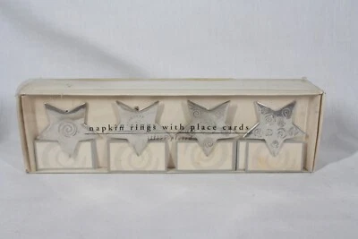 PIER 1 PLATEADO 2 JUEGOS DE SERVILLETEROS 4 ESTRELLAS / TARJETEROS DE LUGAR CON TARJETAS Foto 1 de 4