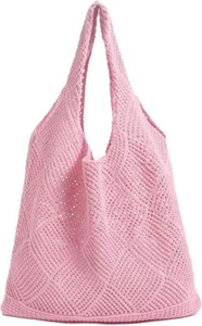 Crochet Tote Bag, Women Summer Aesthetic Mesh Beach Bags, Girls Hobo Bags Y2k - Picture 1 of 4