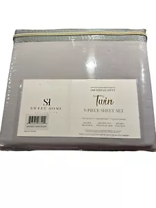 Sweet Home Twin 1800 Thread Count Sheet Set Silver Gray - Picture 1 of 2