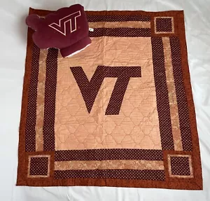 Lot Virginia Tech Hokies Hand Made Quilt And Plush Hand Finger Stadium Blanket - Picture 1 of 7