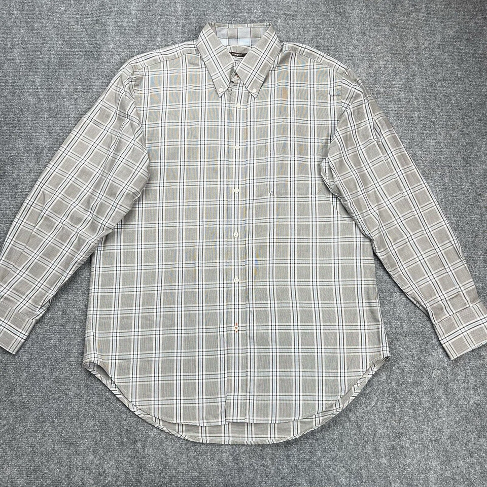 J McLaughlin Shirt Mens Size Large Long Sleeve Button Up Brown Blue Plaid Cotton - Image 1 of 4