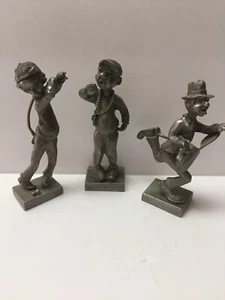 3 Vintage 1977 Zinn Statuen, Rawcliffe P. Davis - Golfer, Kutsche, Geschäftsmann - Bild 1 von 12