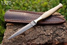 HAND FORGED DAMASCUS STEEL DAGGER THROWING BOOT KNIFE & BONE HANDLE AH-1320