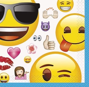Emoji Beverage Dessert Napkins by Unique 16 Count Birthday Party Supplies New - Picture 1 of 1