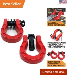 Secure Recovery with GearAmerica Mega D-Ring Shackles - 68k lbs Capacity, 2 Pack - Picture 1 of 9