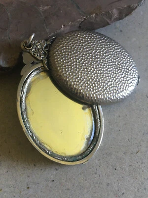 ANCIEN MIROIR ARGENTE COULISSANT OUVRANT DE CHATELAINE ART NOUVEAU FLEURS - Photo 1/4