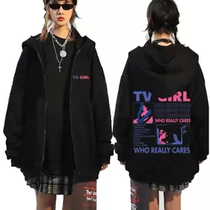 Hombres Mujeres TV Chica A quién le importa Estampado Gráfico Cremallera Sudadera con Capucha Moda Informal Ov - Imagen 1 de 15