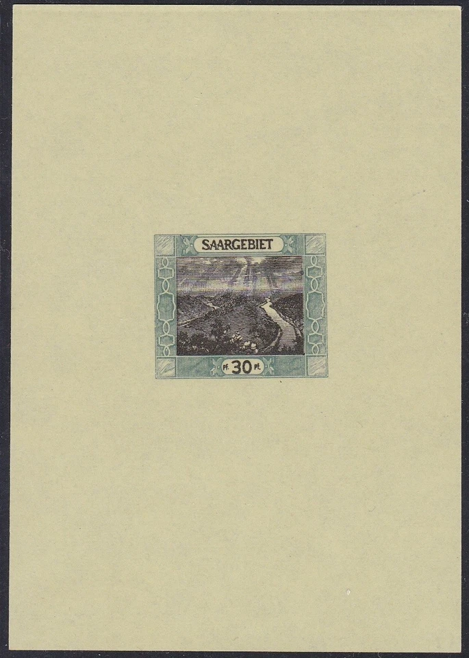 Saar Sc72 Saar River near Mettlach, View, Rare Proof, Yellow Paper - Image 1 of 1