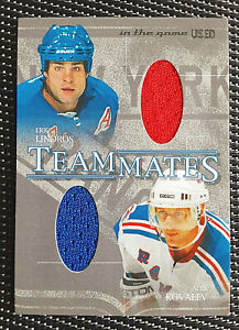 2003-04 ITG USED - ERIC LINDROS / ALEX KOVALEV - 2 COLOR TEAMMATES GAME JERSEY