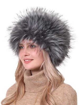 Femmes Glamorous Fausse Fourrure Russe Chapka Hiver Gris Noir - Photo 1/4